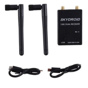 Skydroid 5.8GHz OTG FPV Receiver Antenna FPV Receiver OTG FPV Receiver High Quality FPV Receiver With Dual Antenna For Drone Racing Android Optimal and Android Smartphone Compatibility - Black
