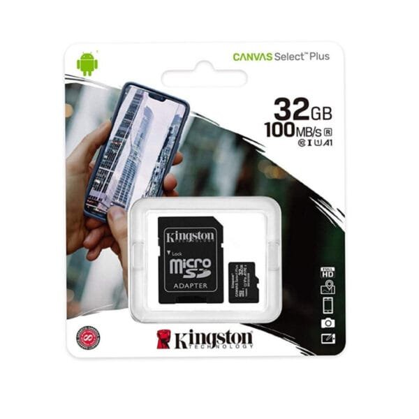 Kingston 32GB Micro SD Card With SD Card Adapter Canvas Select Plus 32GB MicroSDXC UHS-I Card 100MB/s Class 10 32GB Micro SDXC Card Elevate Your Device For Capture More, Store More
