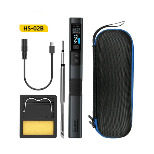 1 FNIRSI HS-02 Smart Soldering Iron Intelligent Soldering Iron Digital Soldering Iron Temperature Control- Black