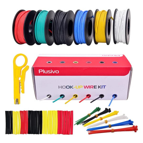 1 Plusivo Hook Up Wire Kit Plusivo 20AWG Hook Up Wire Kit - 600V Pre-Tinned Stranded Silicon Wire of 6 Colours x 7M