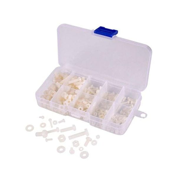 Nylon Screw Nut Washer Assortment Kit M2 M2.5 M3 M4 M5 Nylon Screws Nuts Washers Nylon Fastener Kit With Plastic Storage Box Nylon Hardware Set For Electronics Model Making and DIY Projects
