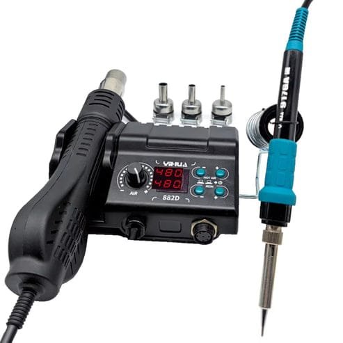 YIHUA 882D Soldering Iron Station Multi-Functional Rework Soldering Iron Station Powerful 882D Hot Air Rework Station With Adjustable Temperature and Airflow For Electronics Repair