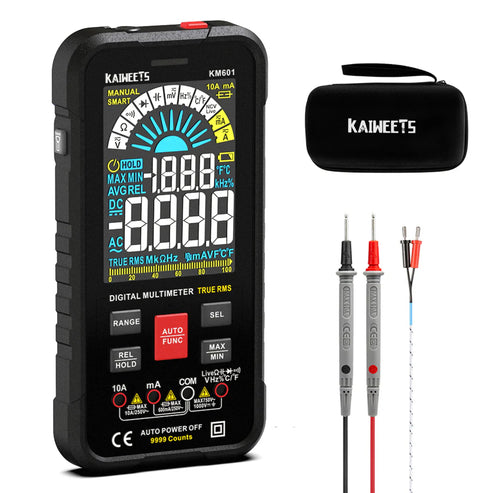 Kaiweets KM601 Multimeter KM601 Digital Multimeter RMS Smart Digital Multimeter Multi-Functional Digital Multimeter For Voltmeter, Ammeter, Ohmmeter
