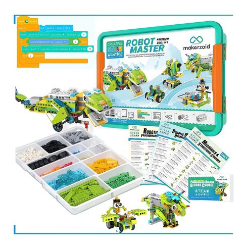 makerzoid 200-in-1 Programmable Robotics Kit DIY Robotics Kit With 200+ Projects STEM Learning Robot Kit For Kids Programmable Robot Kit Build the Future, One Robot at a Time