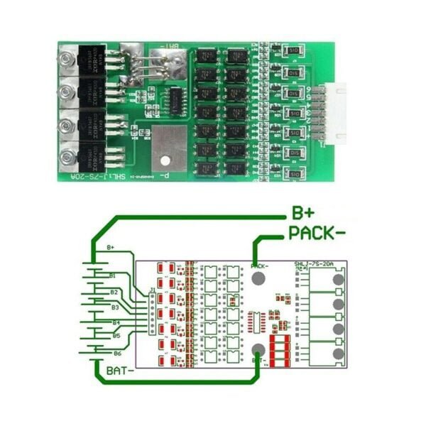 7S 20A Lithium Li-Ion LiFePO4 Battery BMS Protection Board With Balancing