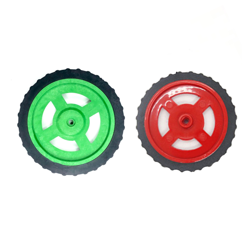 7*1 BO Motor Wheels (Red & Green) Durable Plastic Wheels Compatible with BO Motors For Arduino Robotics