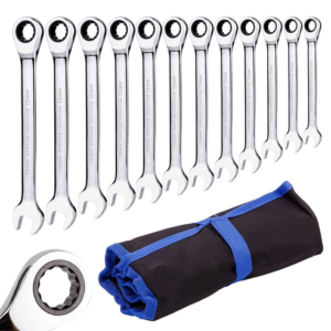 12-Piece Metric Combination Wrench Set 8mm-19mm With Roll Bag 12 in 1 Wrench Set For Home, Bicycle, And Automotive Repairs