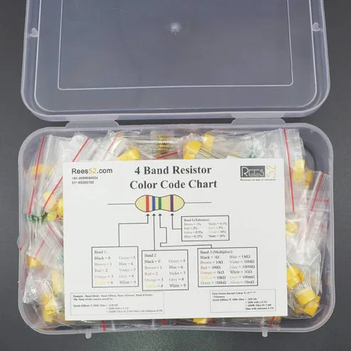 50 Value Resistor Kit (1 ohm - 1M ohm) Pack of 1000 .25 Watt 5% Tolerance