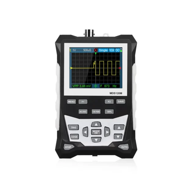 Handheld Oscilloscope Digital Oscilloscope 500MS/s Sampling Rate Portable Storage Oscilloscope 120MHz Waveform Bandwidth Oscilloscope 2.4" LCD Display Oscilloscope 2500 Waveform Storage Oscilloscope