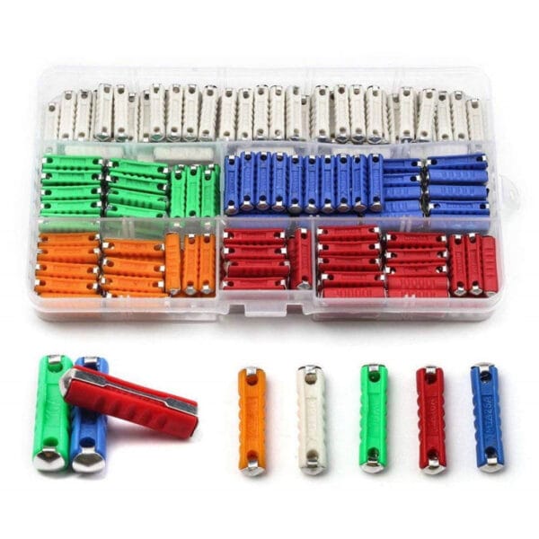 200 Pcs Assorted Car Fuses 5A 10A 15A 20A 25A Fuses Continental Fuses Torpedo Type Set With Plastic Storage Box European Automotive Fuse For Vintage Old Style Classic Cars