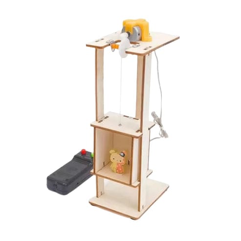 25 DIY Elevator Lift Wooden Kit Hands-On Elevator Education Kit With Electric Lift Model Science Project Wood STEM Toy Fun Project For DIY Funny Physic Project For Interactive Science Experiment For Children