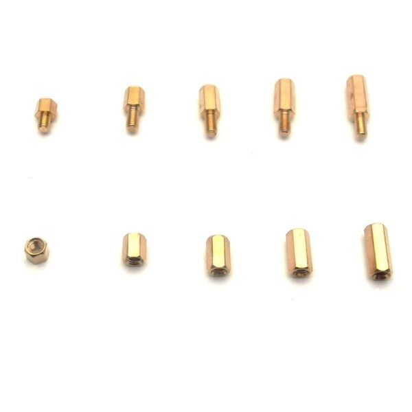 4-12mm(10 Sizes) Brass Hex 300 Pieces M3 Screw Nut Kit