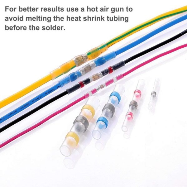 50Pcs Solder Seal Wire Connector, Solder Seal Heat Shrink Butt Connectors Terminals Electrical Waterproof Insulated