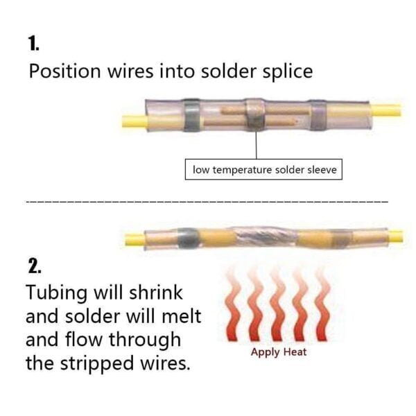 50Pcs Solder Seal Wire Connector, Solder Seal Heat Shrink Butt Connectors Terminals Electrical Waterproof Insulated