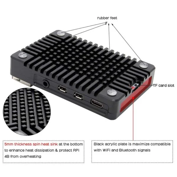 Raspberry Pi 4 Aluminum Alloy Metal Case Armor Enclosure