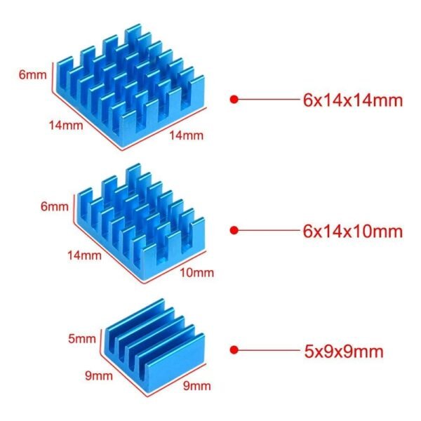 Aluminum Heatsink For Raspberry Pi 4 Model B - Pack Of 3 PCs