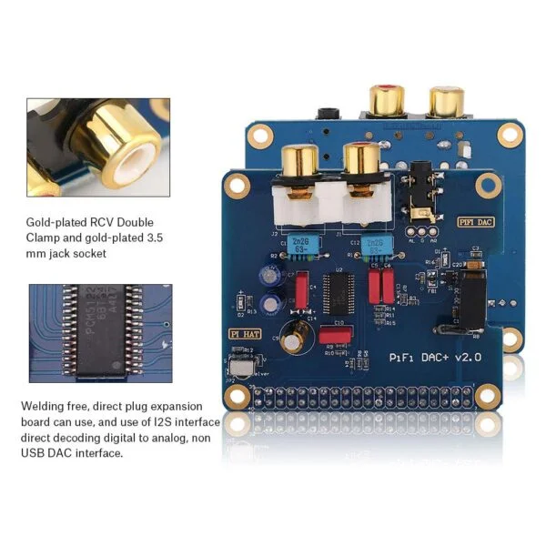 Digital Sound Card, Gold Plated Insulated Card for raspberry pi
