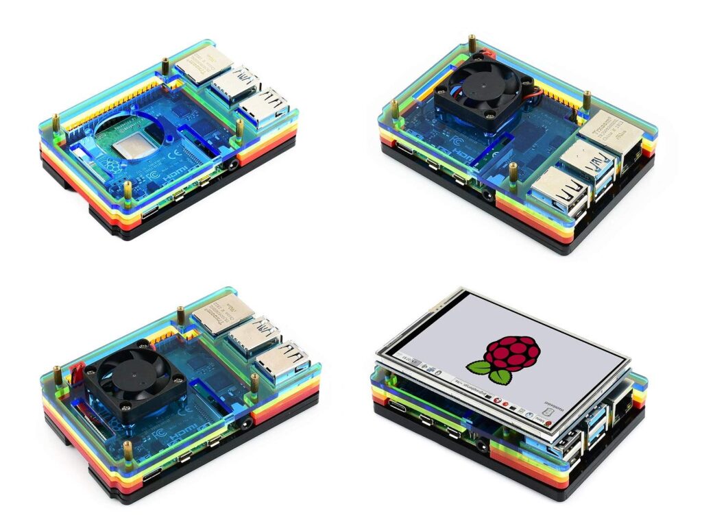 Rainbopw Raspberry Raspberry Pi 4 Six Layer Acrylic Rainbow Case - iduino