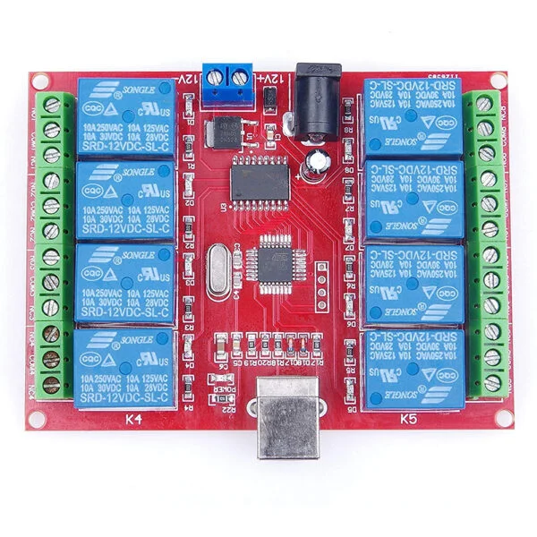 12V 8 Channel USB Relay Module Programmable Computer Control Computer USB Control Switch For Automation