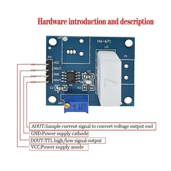 WCS1700 Hall Current Sensor Module With Over Current Protection