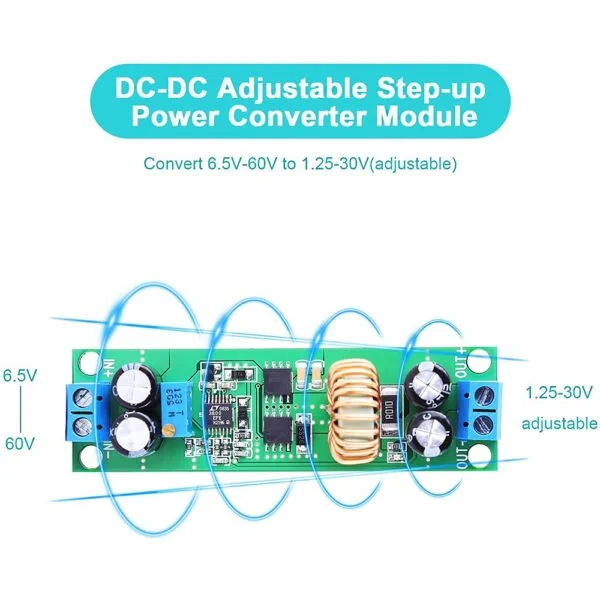 DC-DC Buck Converter Step Down Module, DC 6.5V-60V to 1.25-30V 10A Adjustable Power Supply Voltage Regulator Module, Voltage Step Down Converter Board