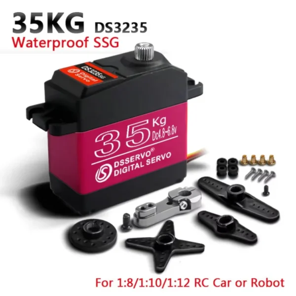 DSServo DS3235 35KG Waterproof Servo High Speed Metal Gear Servo 180°, 270° (Optional) Degree Rotation Servo 35Kg High Torque Digital Servo For 1/8 1/10 RC Cars