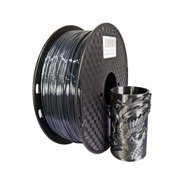 NewProject-2025-08-02T113045.530 Silk PLA+ 3D Printer Filament 1.75mm High Gloss Finish, Ultra Smooth Printing, 1kg Nett Spool For FDM 3D Printers - Black