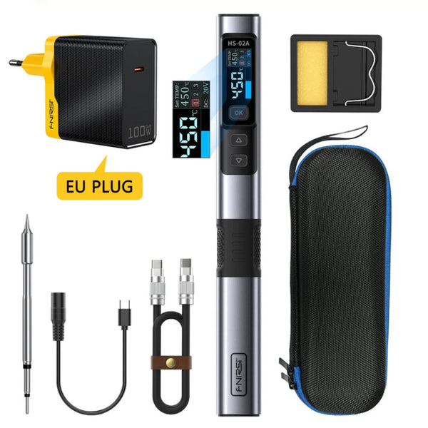 FNIRSI HS-02 Intelligent Soldering Iron Precision Soldering Iron Digital Soldering Iron Temperature Control - Blue