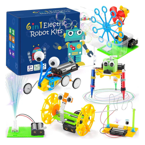 6 in 1 DIY STEM Robotics Kit Electronic Science Experiments Projects for Kids, DIY Engineering Robotic Building Kits For Girls Boys Ages 8-12 Years