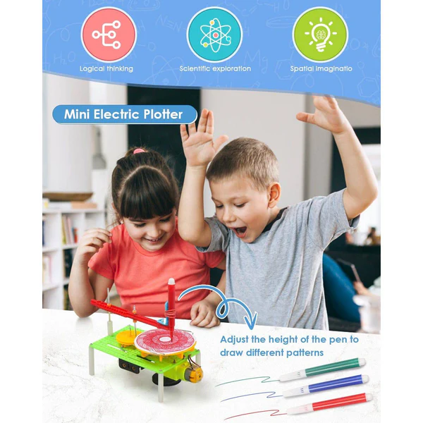 DIY 6-in-1 STEM Kit DC Motor Electronic Robotic For Kids Age 8-12 Year, STEM Projects, DIY Science Experiments Circuit Building Kits, Electric Robot Toy, Gift For Boys and Girls