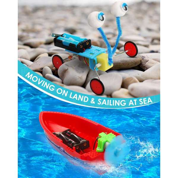 DIY 6-in-1 STEM Kit DC Motor Electronic Robotic For Kids Age 8-12 Year, STEM Projects, DIY Science Experiments Circuit Building Kits, Electric Robot Toy, Gift For Boys and Girls