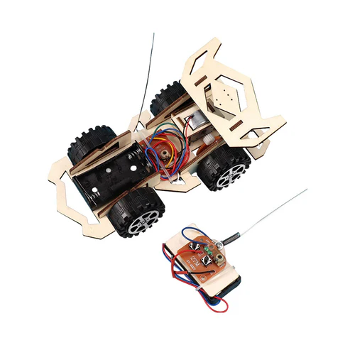DIY Wooden F1 Racing Car Kit Wooden Wireless Remote Control F1 Racing Car Science Kit to Build