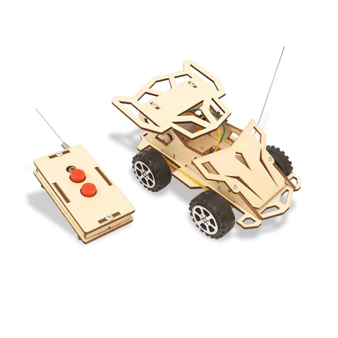 DIY Wooden RC Car Kit STEM Car Model Kit Wooden RC Car Building Kit Remote Control Racing Car Hands-On STEM Learning with DIY Wooden Car Kit