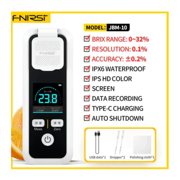 FNIRSI JBM-10 Digital Brix Refractometer High-Precision Brix Readings For Food Processing With Automatic Temperature Compensation