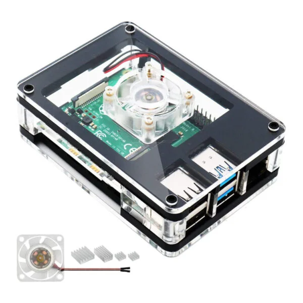 Raspberry Pi 4 B 5 Layers ABS Acrylic Case with cooling fan