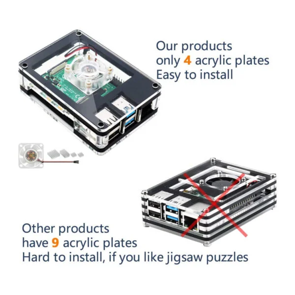 Raspberry Pi 4 B 5 Layers ABS Acrylic Case with cooling fan