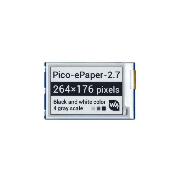 Waveshare 2.7inch E-Paper E-Ink Display Module For Raspberry Pi Pico, 264×176, Black White, 4 Grayscale, SPI