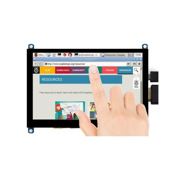 Waveshare 5inch Capacitive Touch Screen LCD Display(H) Slimmed-Down Version, 800×480, HDMI, Toughened Glass Panel, Low Power