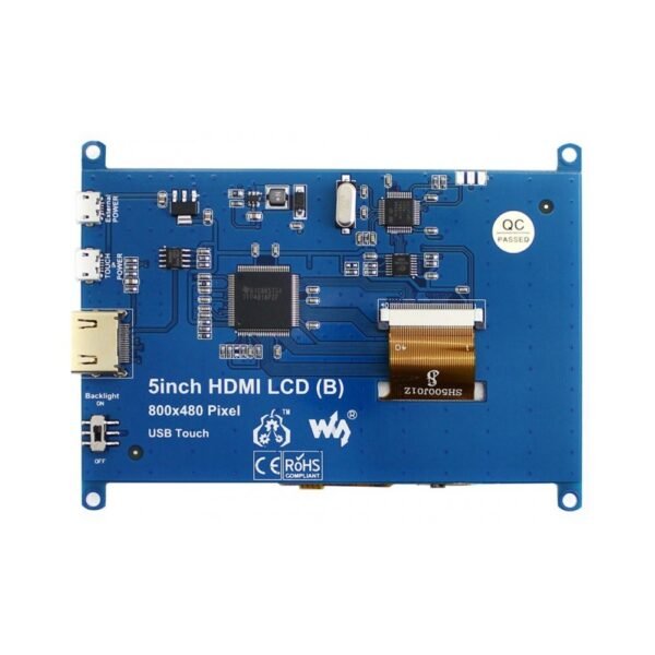 Waveshare 5inch Resistive Touch Screen LCD Display(B), 800×480, HDMI, Low Power Consumption