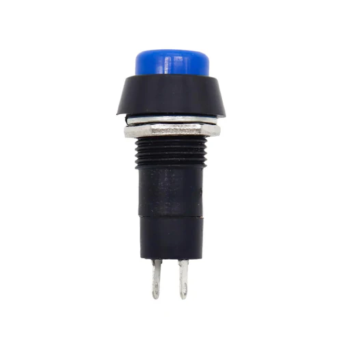 PBS-11B Round Plastic Self-Reset Switch 12mm 2-Pin Momentary Push Button Switch For Quick On/Off Control - Blue