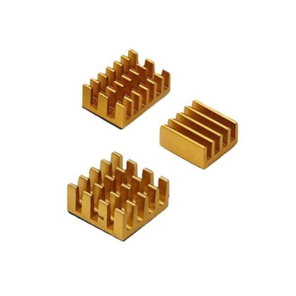 Aluminum Heatsink For Raspberry Pi 4 Model B - Pack Of 3 PCs Golden