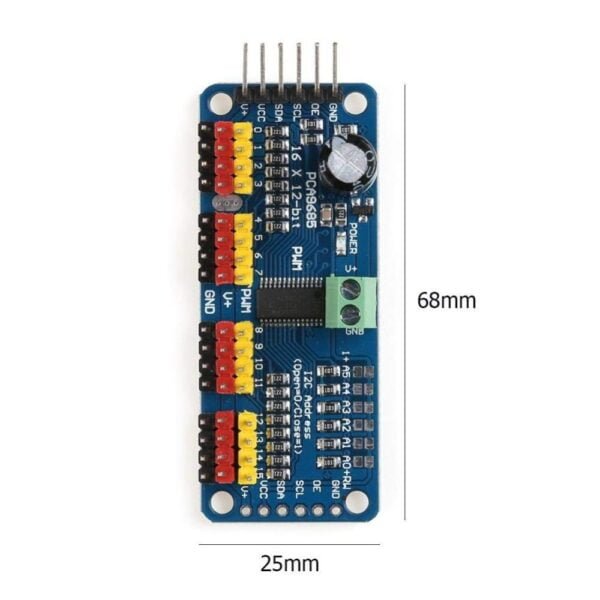 PCA9685 - 16 Channel 12-Bit PWM Servo Motor Driver I2C Module