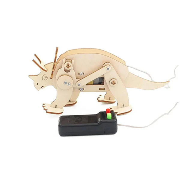 rs6400_4 DIY Wooden Triceratops RC Kit 3D Wooden Triceratops STEM Kit DIY 3D Wooden Triceratops RC Dinosaur STEM Toy Educational Wooden Dinosaur Remote Control Kit