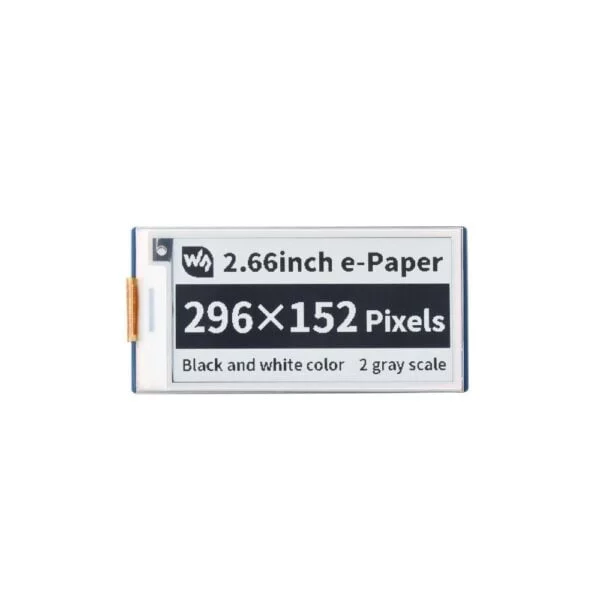 Waveshare 2.66inch E-Paper E-Ink Display Module For Raspberry Pi Pico, 296×152, Black / White, SPI